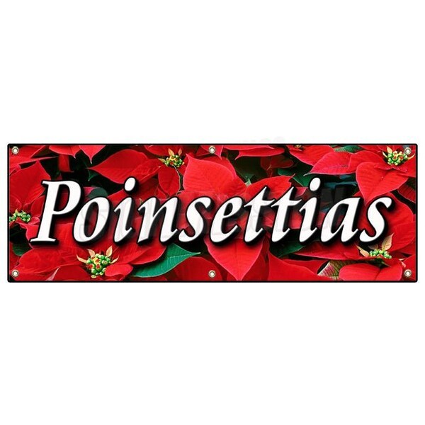 POINSETTIAS BANNER SIGN christmas xmas x-mas plants flowers holiday